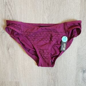 NWT Apt. 9 Women's Purple Crochet Low Rise Bikini Brief Swim Bottoms Small S